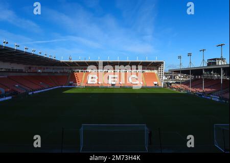 General view inside Bloomfield Road, home to Blackpool during the FA Cup match between Blackpool and Nottingham Forest at Bloomfield Road, Blackpool on Saturday 7th January 2023. (Credit: Jon Hobley | MI News) Credit: MI News & Sport /Alamy Live News Stock Photo