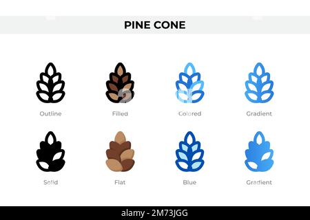 Pine cone icons in different style. Pine cone icons set. Holiday symbol. Different style icons set. Vector illustration Stock Vector