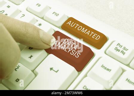 Text sign showing Automated Data Analysis. Business idea Artificial intelligence and deep learning technology Stock Photo