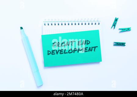 Handwriting text Front End Development. Word Written on Altering data to graphical interface for user to view Stock Photo