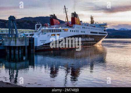 CalMac ferry MV Loch Seaforth docked at Ullapool ferry terminal - Ullapool, Wester Ross, Highland, Scotland, UK Stock Photo