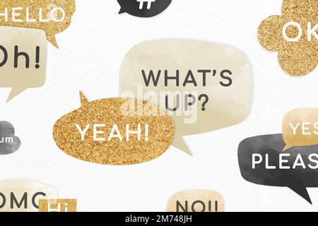 Gold and black speech bubble vectors set Stock Vector