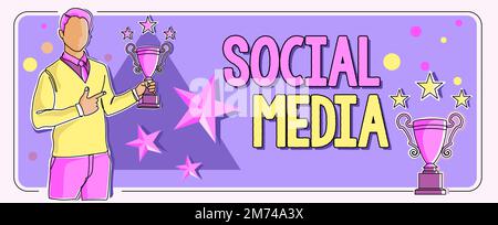 Conceptual caption Social Media. Business concept Online communication channel Networking Microblogging Stock Photo