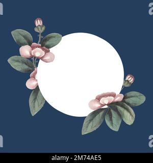 Chinese painting featuring flowers blank circle frame vector Stock Vector
