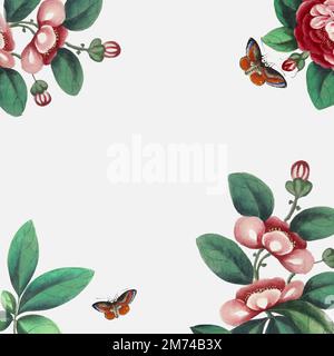 Chinese painting featuring flowers and butterflies wallpaper Stock Vector