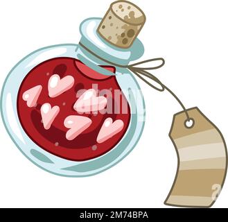 Set Valentine Day With Love Potion And Hearts Balloons Stock Vector 