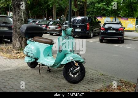 SOPOT, POLAND - JULY 31, 2022: Electric scooter of Share.pl rental company in the streets of Sopot city, Poland Stock Photo