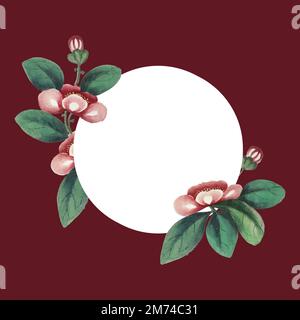 Chinese painting featuring flowers blank circle frame vector Stock Vector