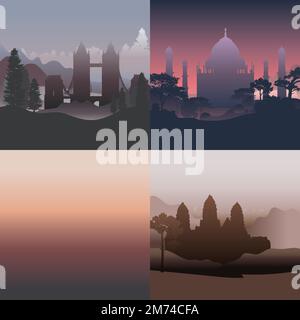 Collection of architectural landmarks vector Stock Vector
