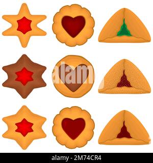 Big set homemade cookie different taste in pastry biscuit, large kit cookie consist of collectible natural tasty food biscuit it pastry accessory, fre Stock Vector