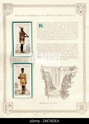 players cigarette cards military uniforms of the british empire overseas A framed set 50 John Player cards, of A page from a vintage