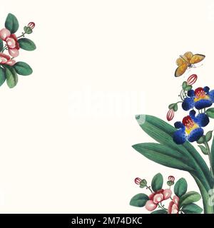 Chinese painting featuring flowers and butterflies wallpaper Stock Vector