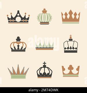 Collection of royal crown vectors Stock Vector