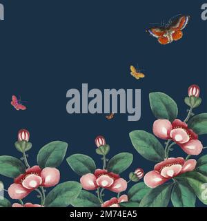 Chinese painting featuring flowers and butterflies wallpaper Stock Vector