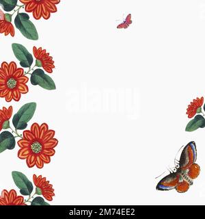 Chinese painting featuring flowers and butterflies wallpaper Stock Vector