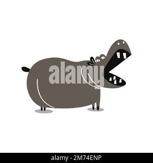 Cute wild hippo cartoon illustration Stock Vector