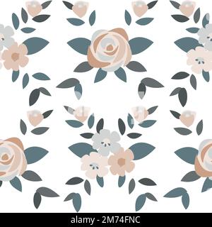 Hand drawn roses and plants illustration Stock Vector