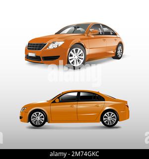 Orange sedan car isolated on white vector Stock Vector