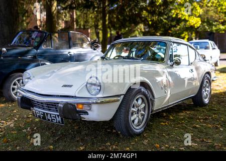 1973 Triumph GT6 Mk III ‘TPF 145M’ on display at the October Scramble held at the Bicester Heritage Centre on the 9th October 2022. Stock Photo