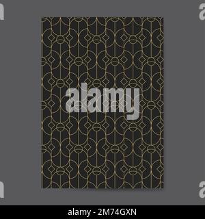Golden geometric seamless pattern on a black card Stock Vector