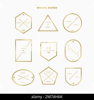 Simple golden logos and labels vector set Stock Vector