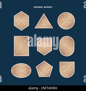 Simple golden logos and labels vector set Stock Vector