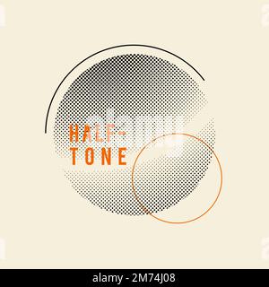 Black vintage halftone badge on beige background vector Stock Vector