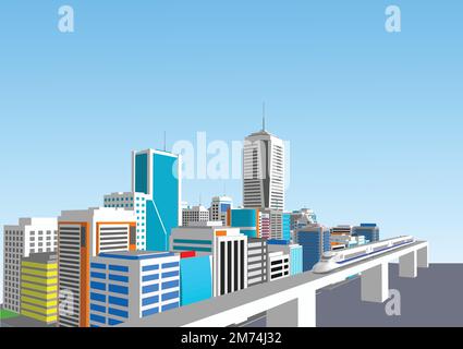 Silhouette of apartment building in the downtown. Stock Vector