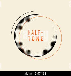 Black vintage halftone badge on beige background vector Stock Vector