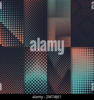 Green and orange halftone background vector set Stock Vector