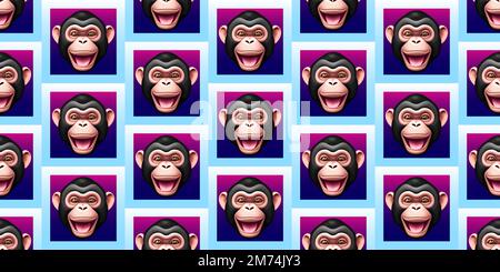 Funny cartoon monkey faces, seamless vector pattern Stock Vector