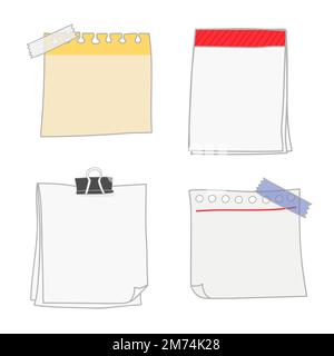 Note papers doodle style vector set Stock Vector