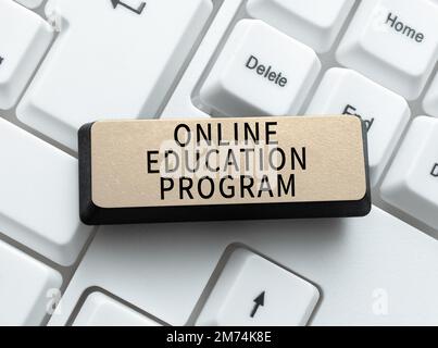 Writing displaying text Online Education Program. Word for Software development and programming courses Stock Photo