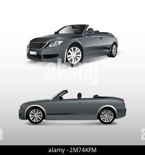 Gray convertible car isolated on white vector Stock Vector