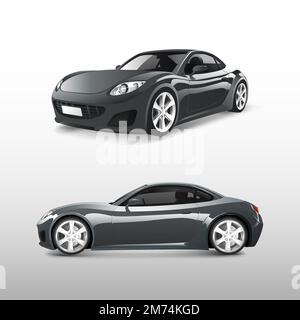 Gray sports car isolated on white vector Stock Vector