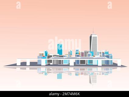 Silhouette of apartment building in the downtown. Stock Vector