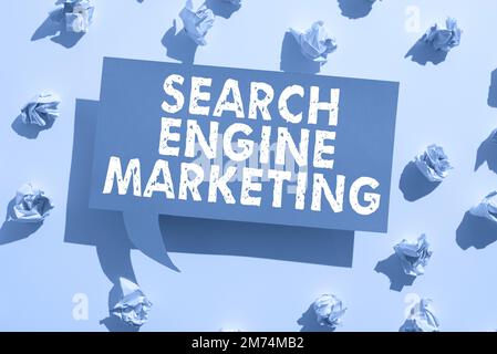 Conceptual caption Search Engine Marketing. Concept meaning online digital optimization and ranking of websites Stock Photo