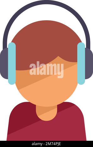 Listen audio lesson icon flat vector. Student class. Home education isolated Stock Vector