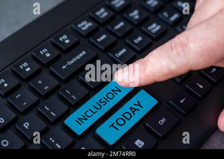 Sign displaying Inclusion. Business showcase action state including of ...