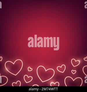 Neon light heart on red background Stock Vector