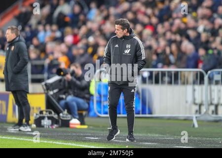 Marco Silva manager of Fulham during the Emirates FA Cup Third Round match Hull City vs Fulham at MKM Stadium, Hull, United Kingdom, 7th January 2023  (Photo by Gareth Evans/News Images) Stock Photo