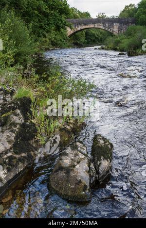 River Nith Water Cascade Dumfries Town Bridge Scotland Uk Gb Stock 