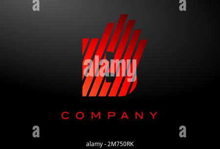 B Letter Logo Design with Red Rainbow Lines Vector. Rainbow Letter Icon Illustration Stock Vector
