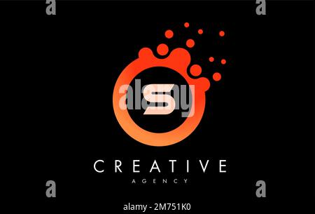 Orange s Dots Letter Logo. Blue Bubble Design Vector Illustration. Stock Vector