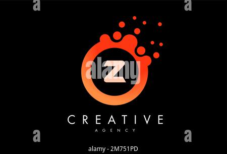 Orange z Dots Letter Logo. Blue Bubble Design Vector Illustration. Stock Vector