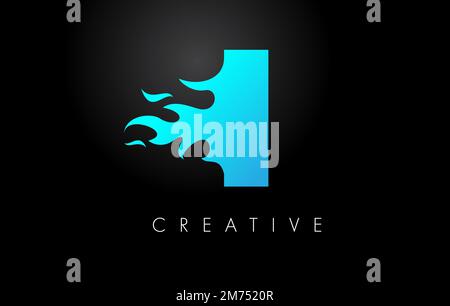 Blue fire  Blue  Letter Flame Logo Design. Fire Logo Lettering Concept Vector. Stock Vector
