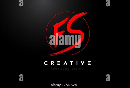 FS Brush Letter Logo Design with Black Circle. Creative Brushed Letters ...