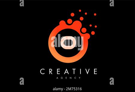 Orange o Dots Letter Logo. Blue Bubble Design Vector Illustration. Stock Vector