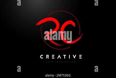 RC R C Brushed Vector Letter Logo Design with Creative Modern Brush ...