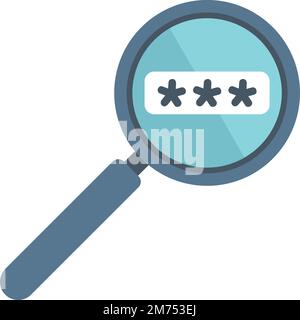 Magnifier password recovery icon flat vector. Page account. Reset web isolated Stock Vector